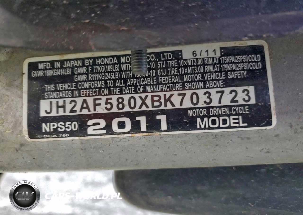 2011 Honda Nps50 VIN:JH2AF580XBK703723 - 9