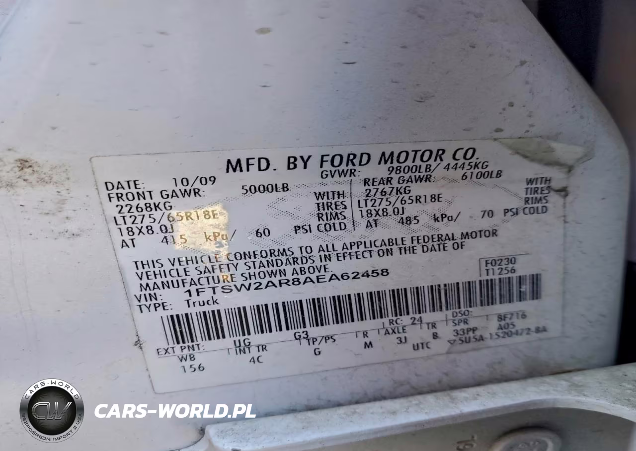 2010 Ford F250 Super Duty VIN:1FTSW2AR8AEA62458 - 12