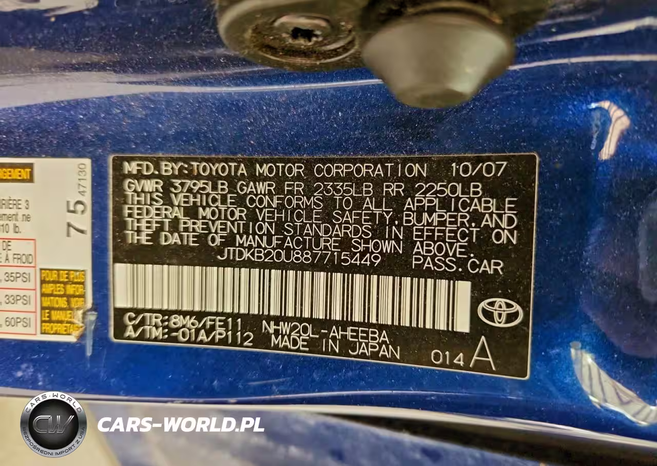 2008 Toyota Prius VIN:JTDKB20U887715449 - 12