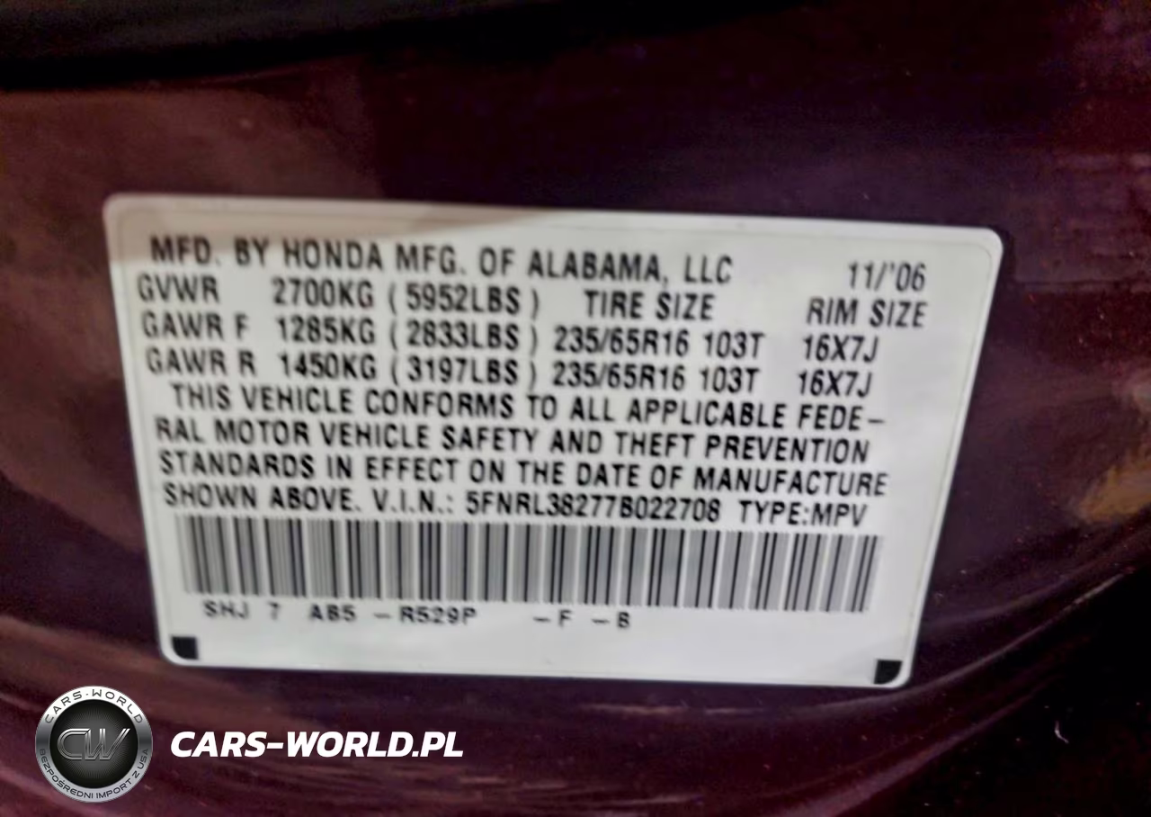 2007 Honda Odyssey Lx VIN:5FNRL38277B022708 - 13