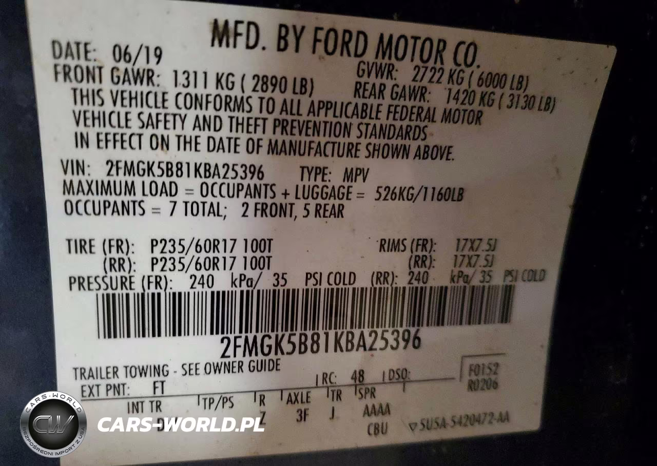 2019 Ford Flex Se VIN:2FMGK5B81KBA25396 - 13