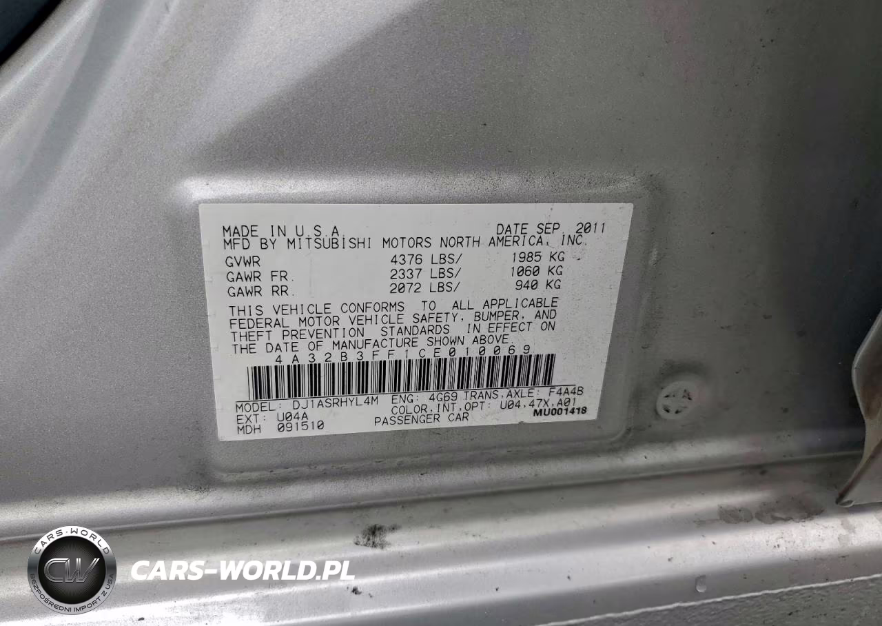 2012 Mitsubishi Galant Es VIN:4A32B3FF1CE010069 - 12