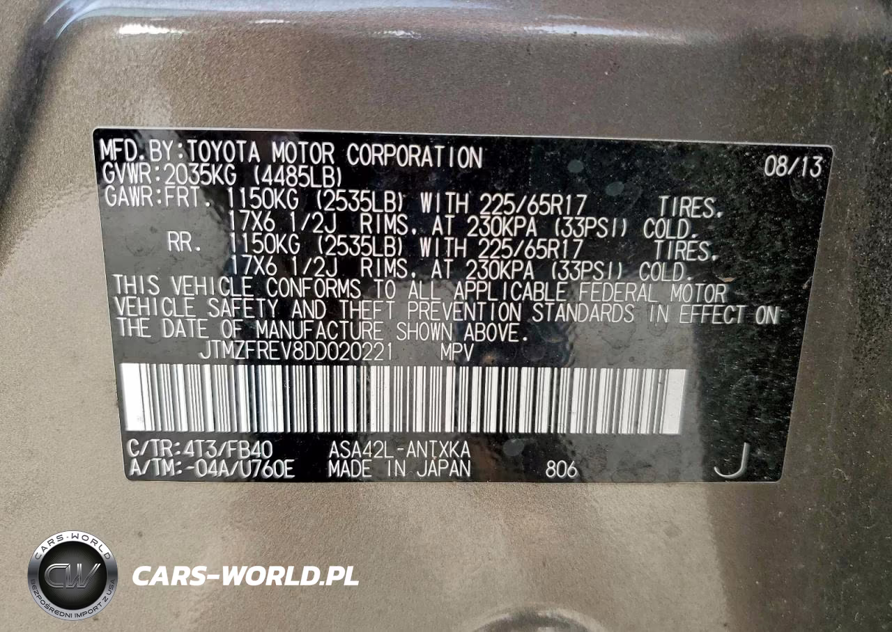 2013 Toyota Rav4 Le VIN:JTMZFREV8DD020221 - 13