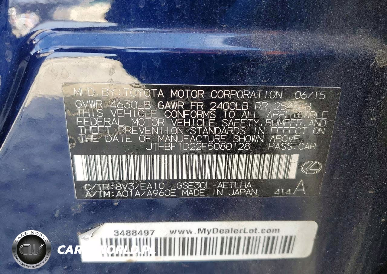 2015 Lexus Is 250 VIN:JTHBF1D22F5080128 - 13
