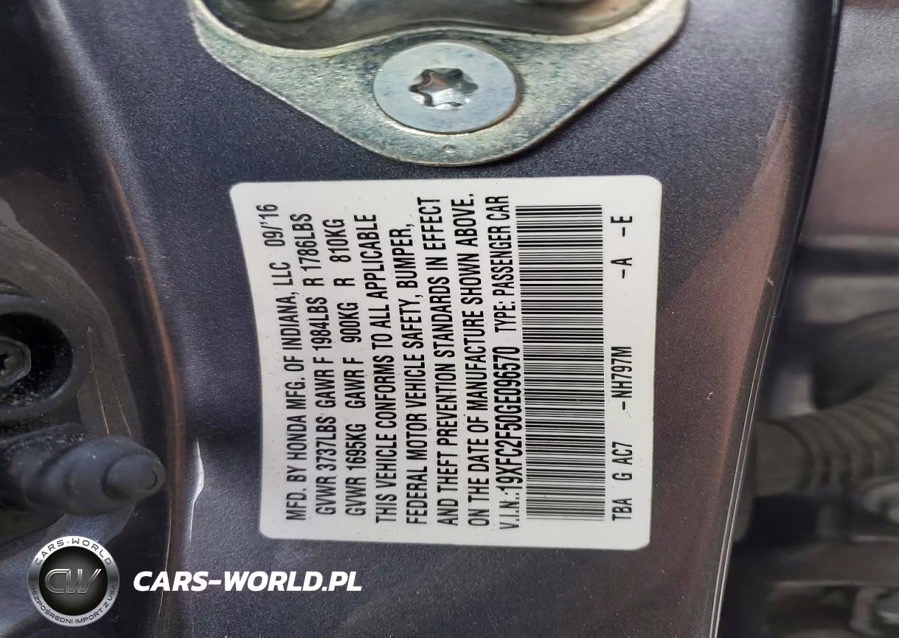 2016 Honda Civic Lx VIN:19XFC2F50GE096570 - 12