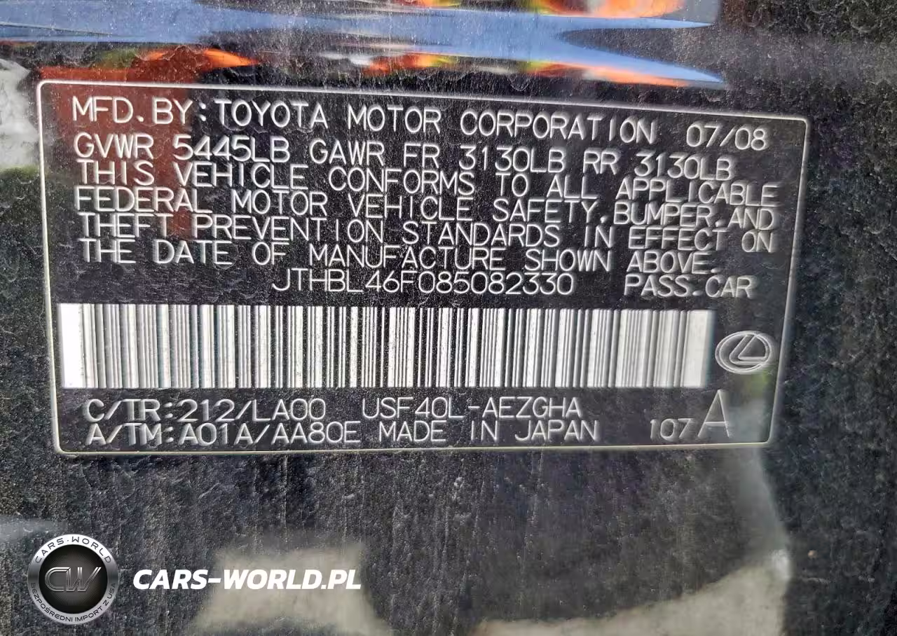 2008 Lexus Ls 460 VIN:JTHBL46F085082330 - 12