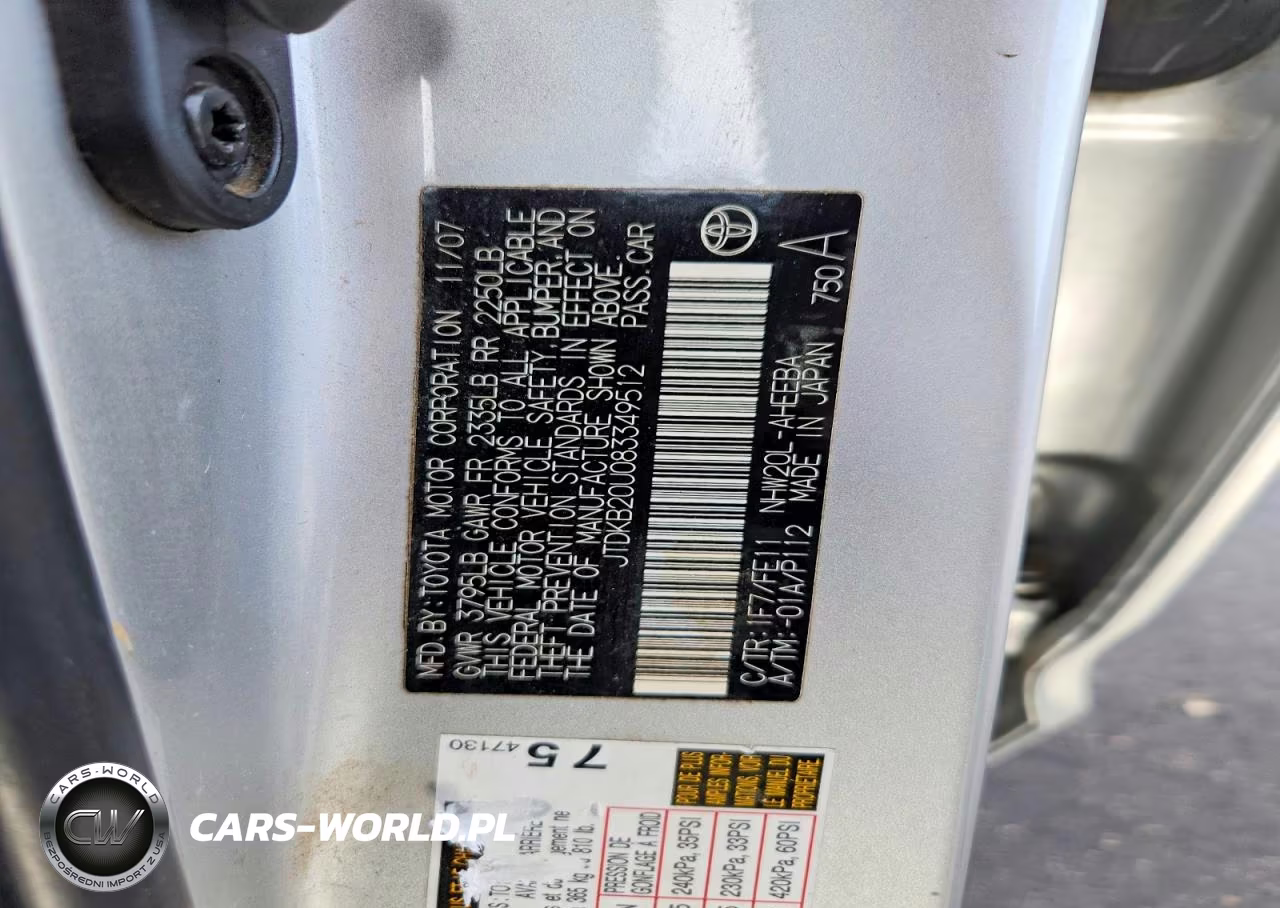 2008 Toyota Prius Base VIN:JTDKB20U083349512 - 12
