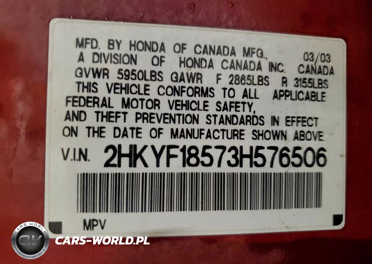 2003 Honda Pilot VIN:2HKYF18573H576506 - 13
