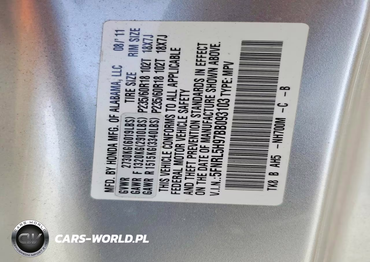 2011 Honda Odyssey Touring VIN:5FNRL5H97BB093103 - 13