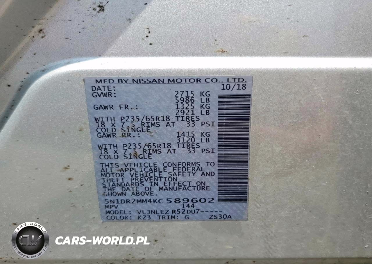 2019 Nissan Pathfinder Sv VIN:5N1DR2MM4KC589602 - 13