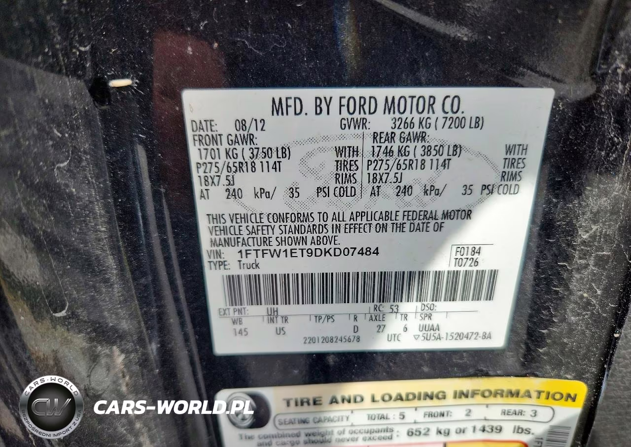 2013 Ford F-150 Xlt VIN:1FTFW1ET9DKD07484 - 12