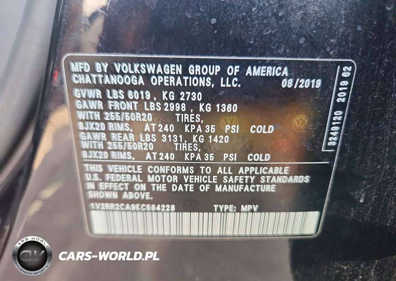 2019 Volkswagen Atlas Sel VIN:1V2RR2CA9KC594228 - 14