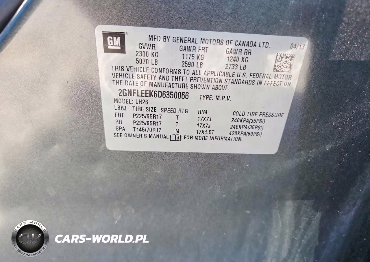 2013 Chevrolet Equinox Lt VIN:2GNFLEEK6D6350066 - 13
