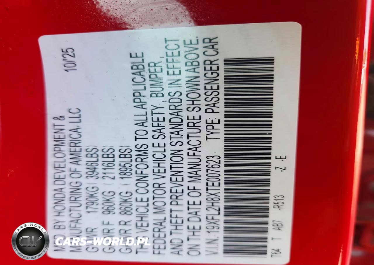 2026 Honda Civic Sport VIN:19XFL2H8XTE007623 - 12