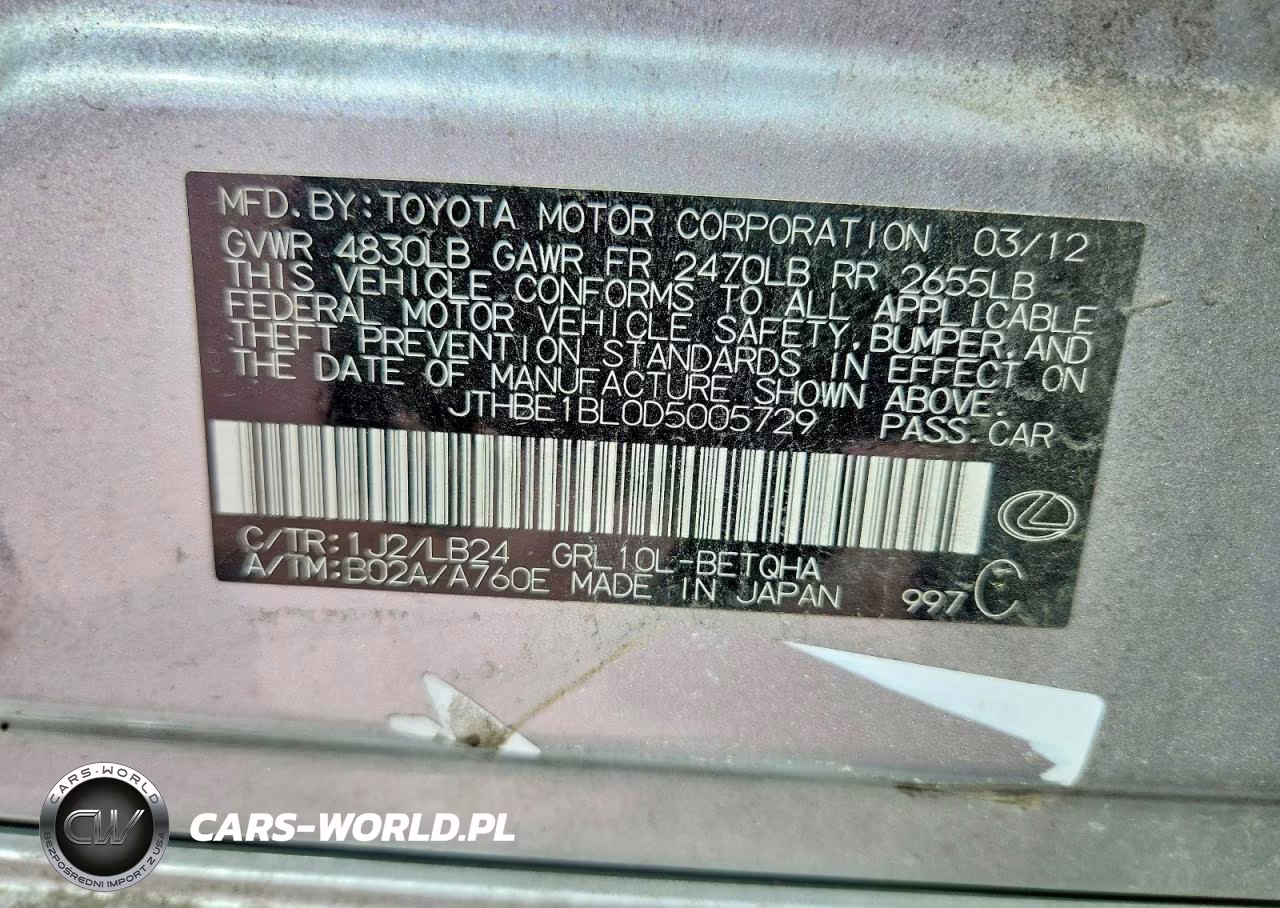 2013 Lexus Gs 350 VIN:JTHBE1BL0D5005729 - 12