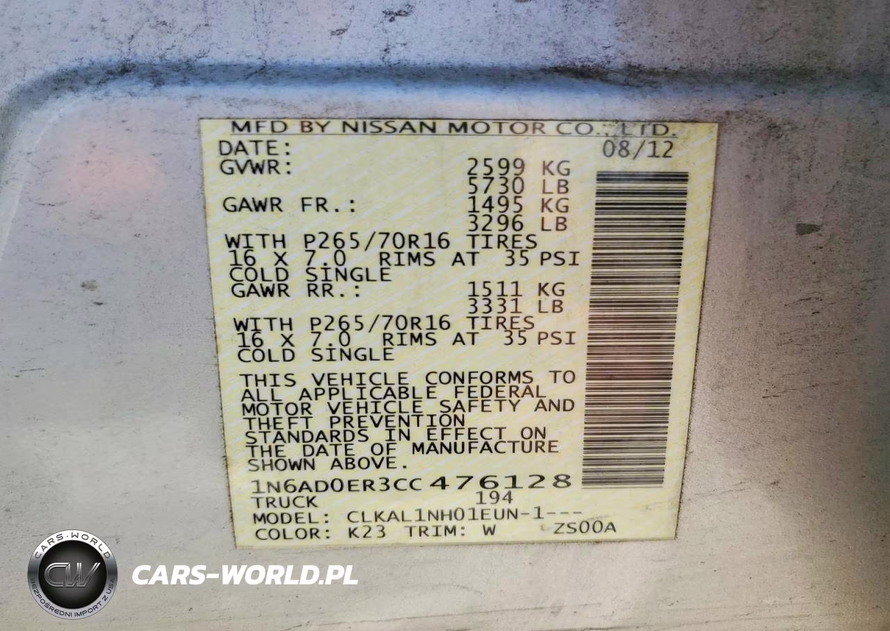 2012 Nissan Frontier S VIN:1N6AD0ER3CC476128 - 12