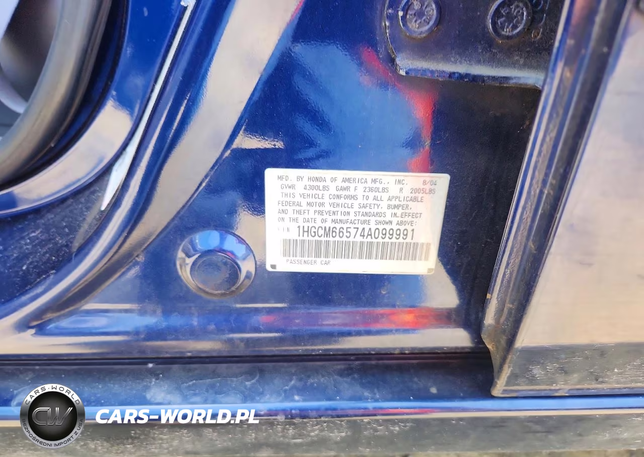 2004 Honda Accord Ex VIN:1HGCM66574A099991 - 12
