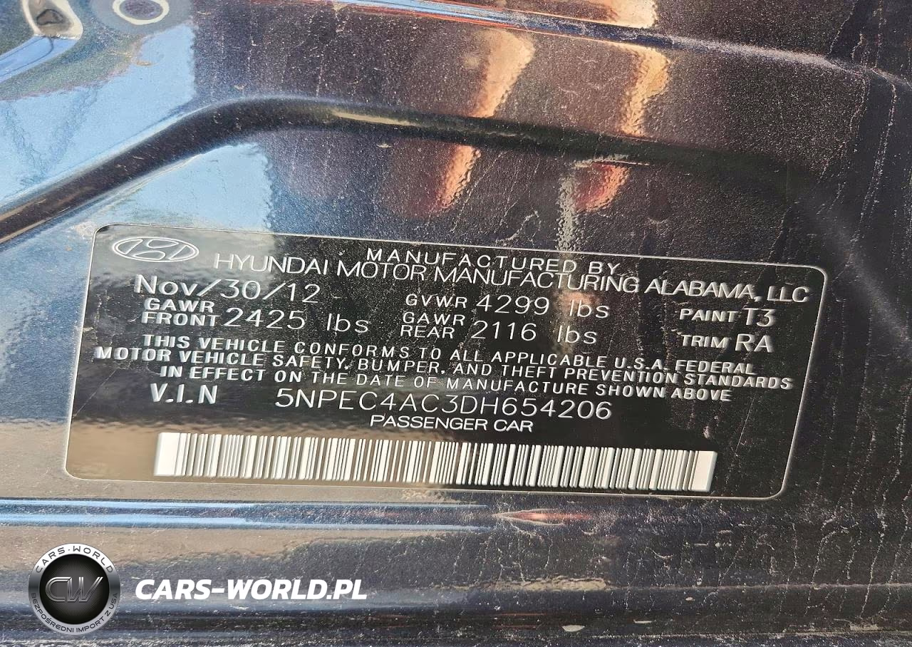 2013 Hyundai Sonata Limited VIN:5NPEC4AC3DH654206 - 12
