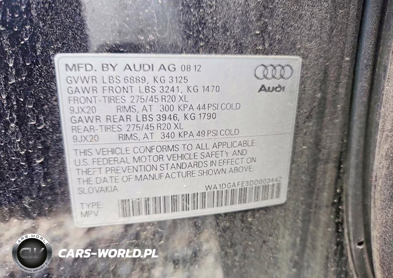 2013 Audi Q7 Prestige VIN:WA1DGAFE3DD003442 - 12