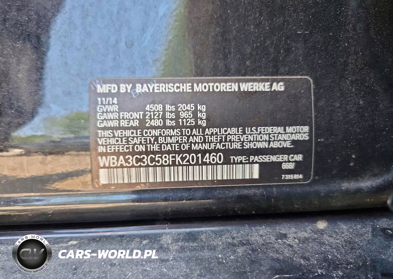 2015 BMW 320 I xDrive VIN:WBA3C3C58FK201460 - 12