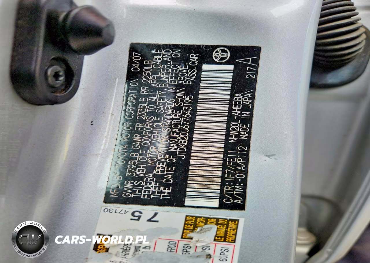 2007 Toyota Prius Base VIN:JTDKB20U677643195 - 12