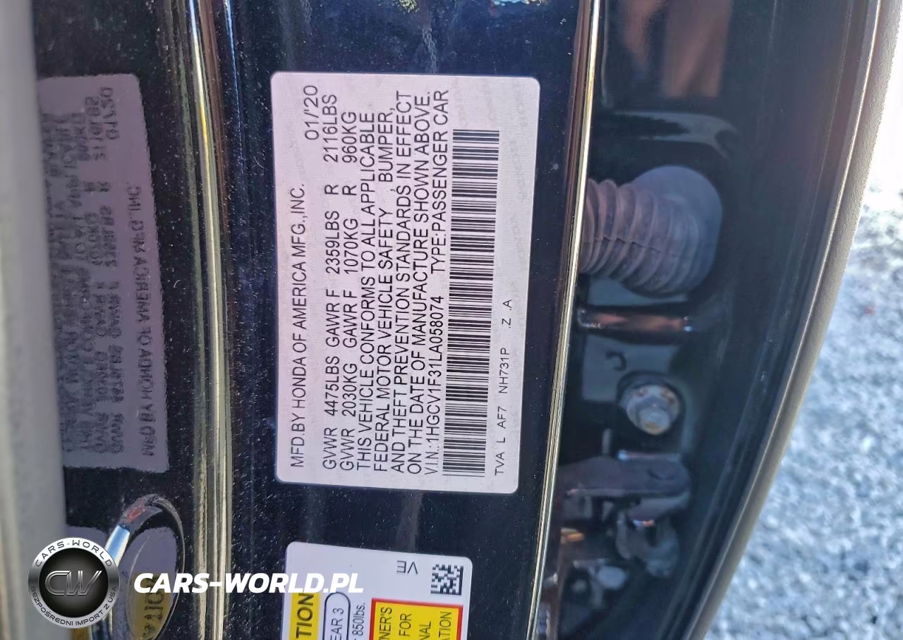 2020 Honda Accord Sport VIN:1HGCV1F31LA058074 - 12