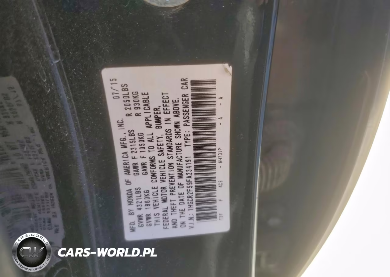 2015 Honda Accord Sport VIN:1HGCR2F59FA234191 - 12
