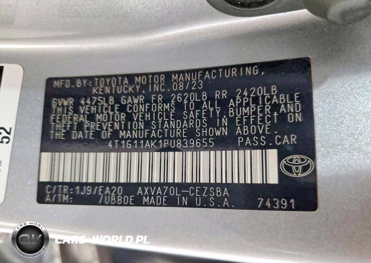 2023 Toyota Camry Se Night Shade VIN:4T1G11AK1PU839655 - 12