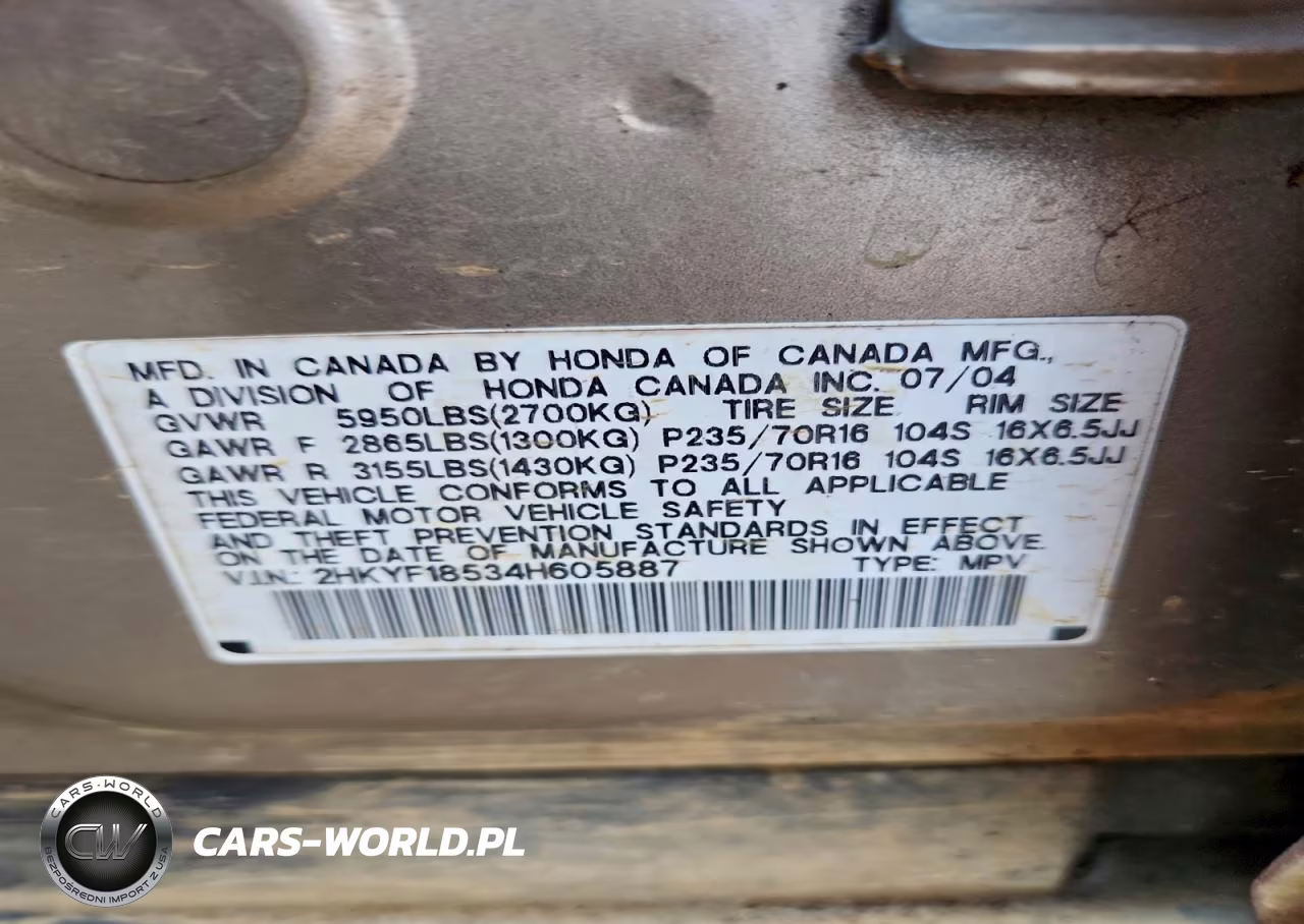 2004 Honda Pilot Exl VIN:2HKYF18534H605887 - 13
