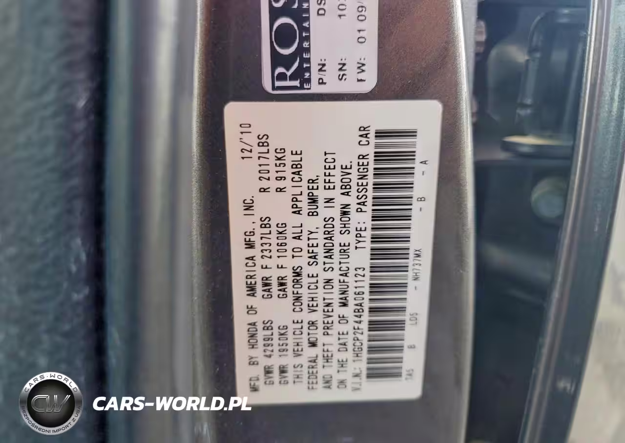 2011 Honda Accord Lxp VIN:1HGCP2F44BA061123 - 12