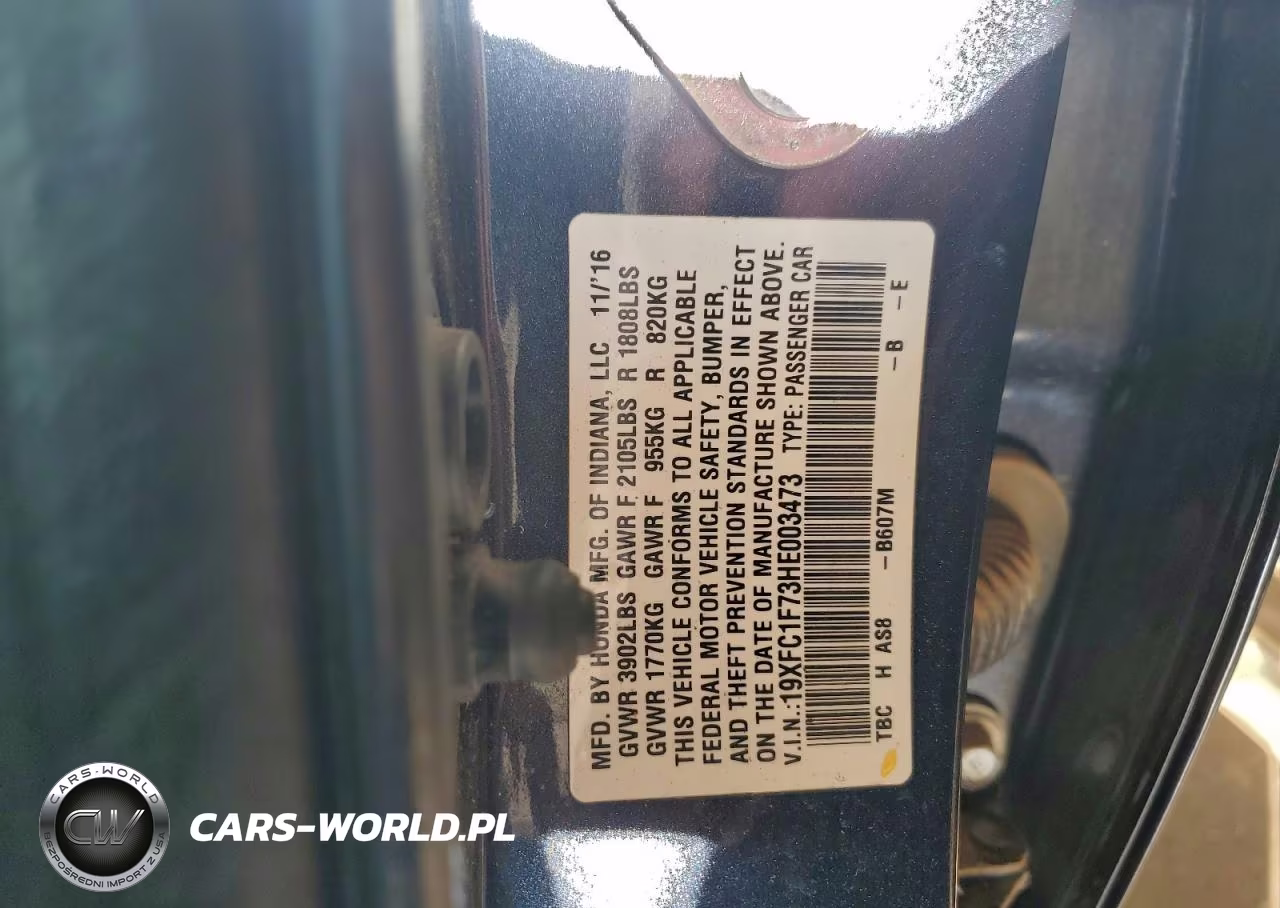 2017 Honda Civic Exl VIN:19XFC1F73HE003473 - 12