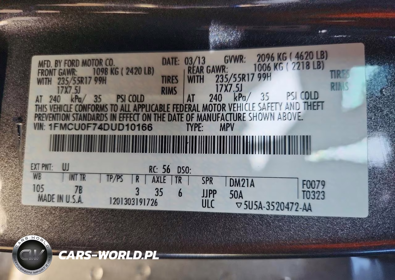 2013 Ford Escape S VIN:1FMCU0F74DUD10166 - 13