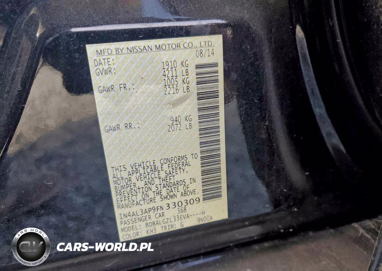 2015 Nissan Altima 2.5 VIN:1N4AL3AP9FN330309 - 12
