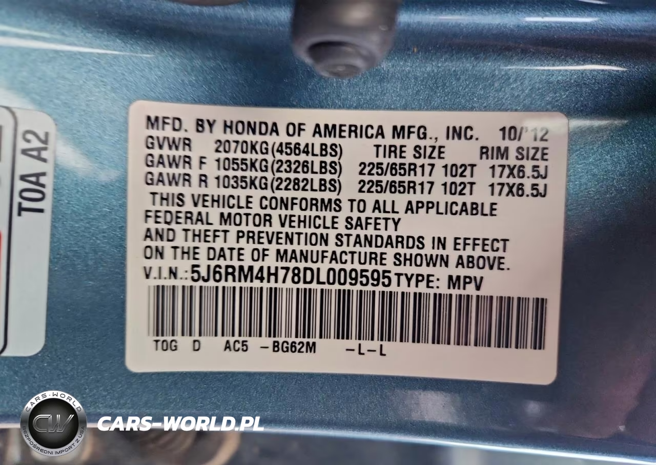 2013 Honda Cr-V Exl VIN:5J6RM4H78DL009595 - 14