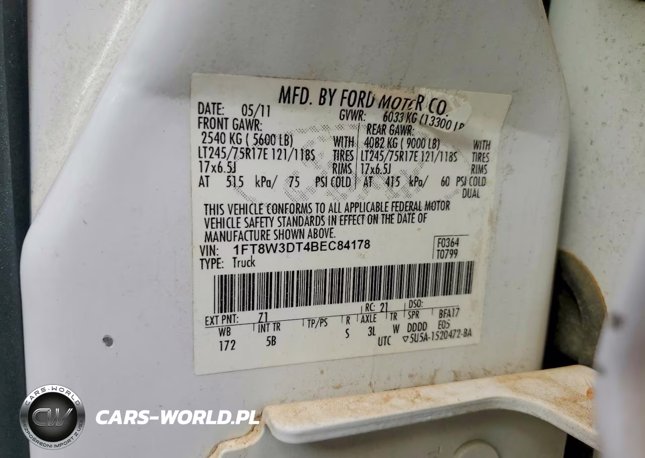 2011 Ford F350 Super Duty VIN:1FT8W3DT4BEC84178 - 12