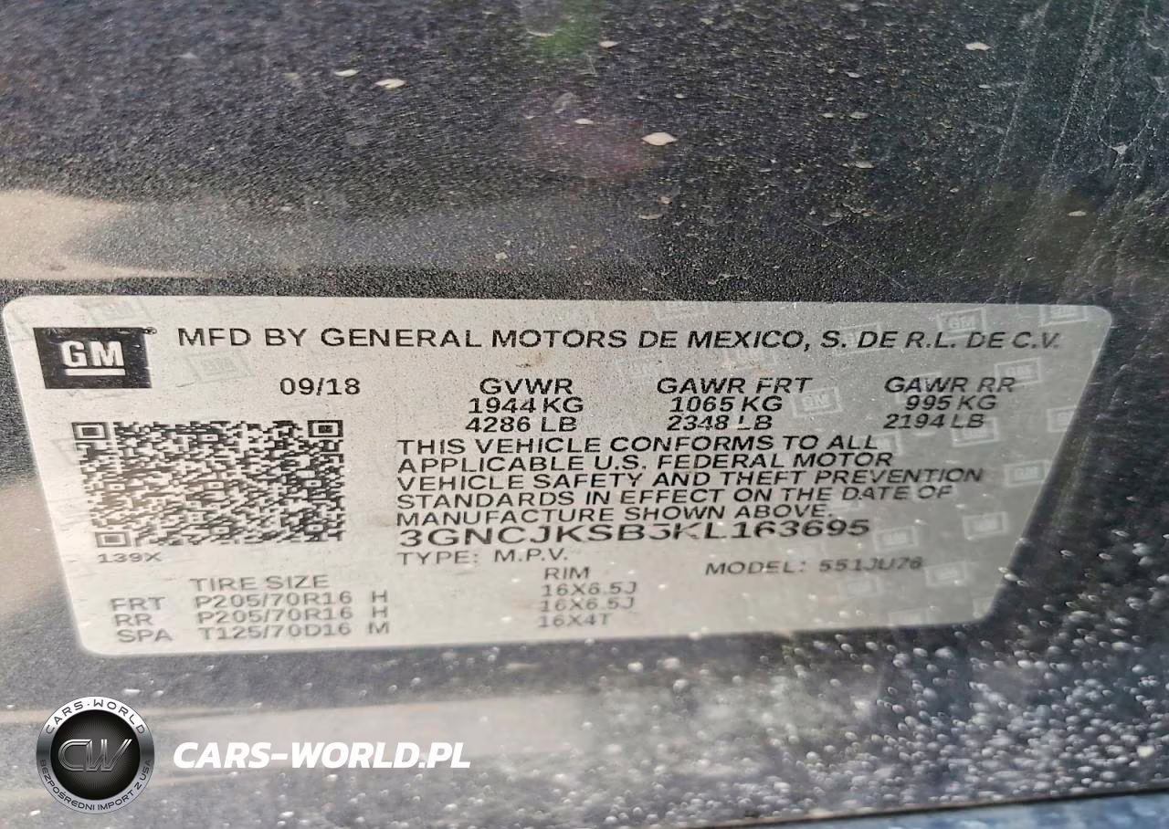 2019 Chevrolet Trax Ls VIN:3GNCJKSB5KL163695 - 12