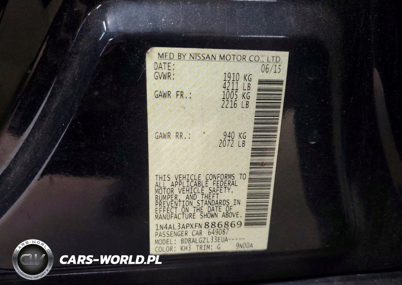2015 Nissan Altima 2.5 VIN:1N4AL3APXFN886869 - 12