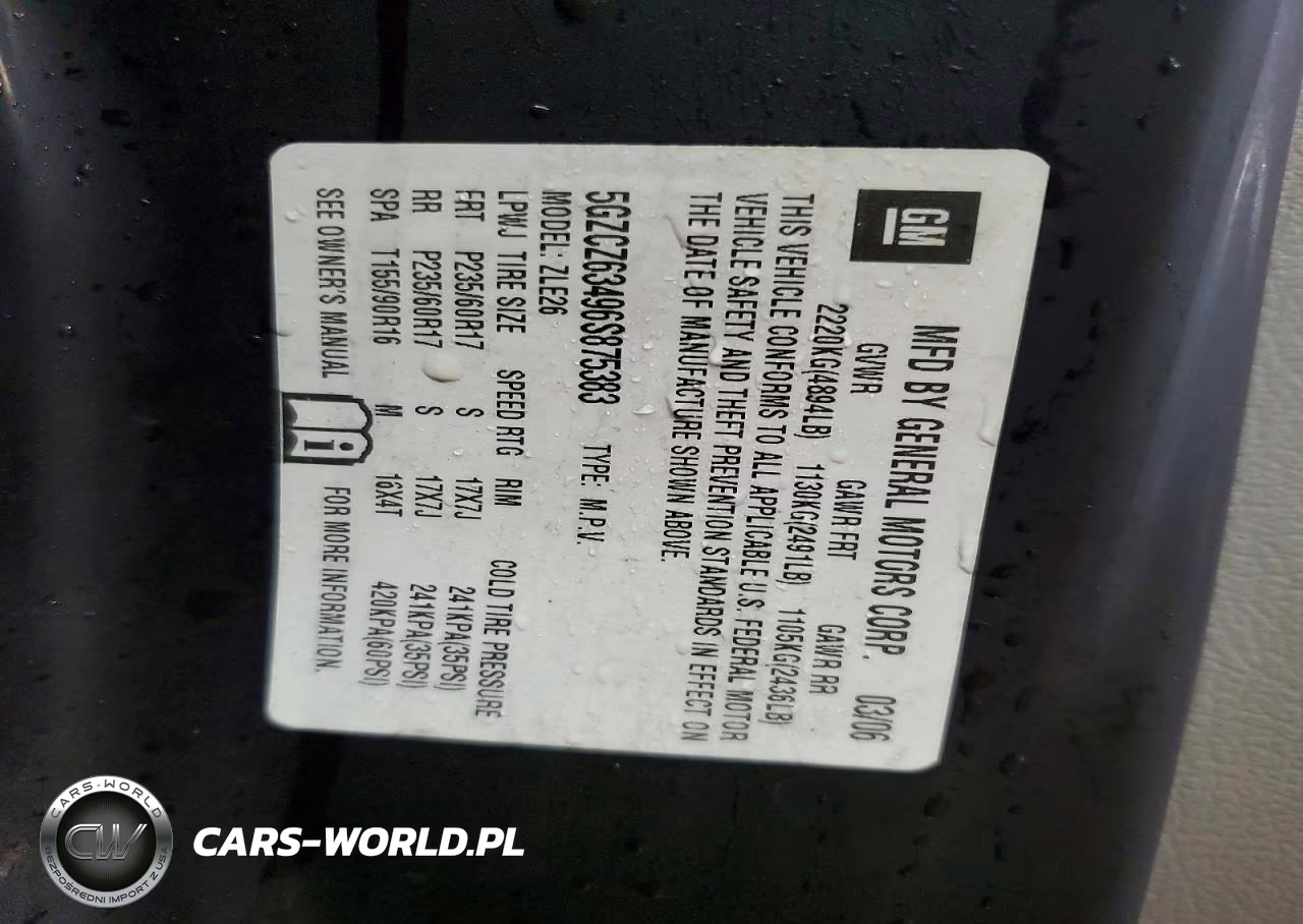 2006 Snowex Vue VIN:5GZCZ63496S875383 - 12
