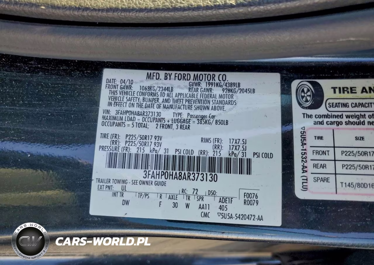 2010 Ford Fusion Se VIN:3FAHP0HA8AR373130 - 12