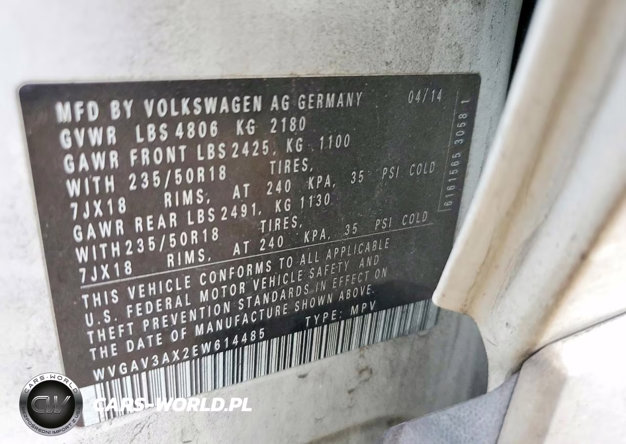 2014 Volkswagen Tiguan S VIN:WVGAV3AX2EW614485 - 12