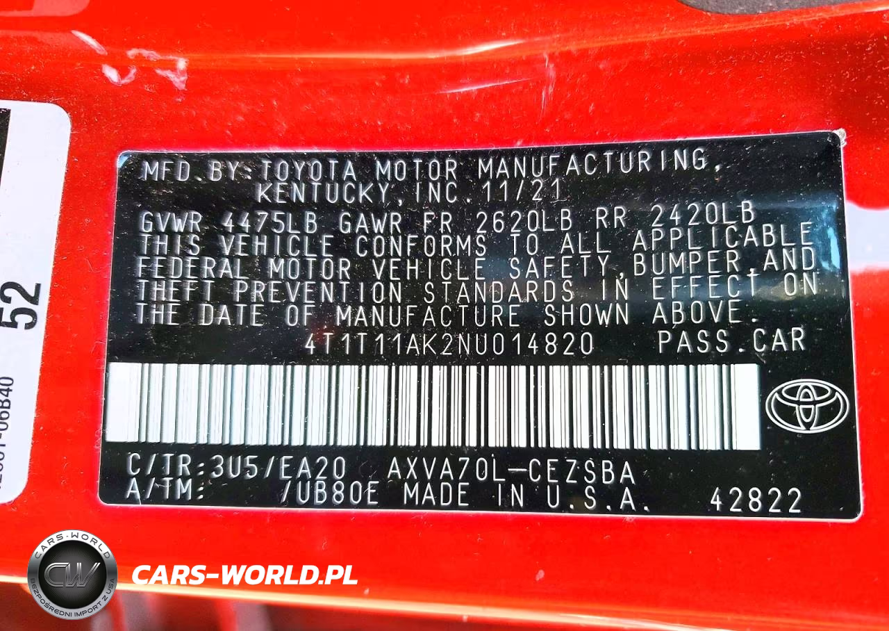 2022 Toyota Camry Se VIN:4T1T11AK2NU014820 - 12