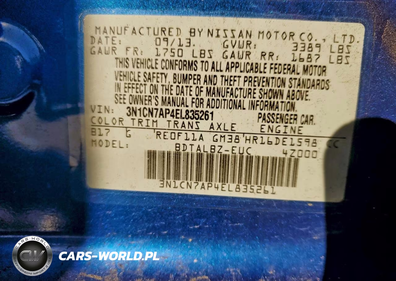 2014 Nissan Versa S VIN:3N1CN7AP4EL835261 - 12