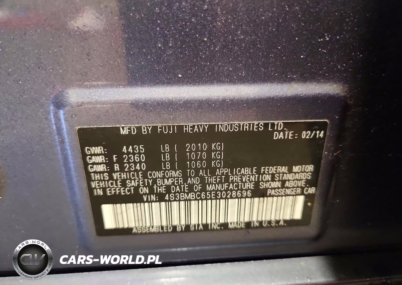 2014 Subaru Legacy 2.5I Premium VIN:4S3BMBC65E3028696 - 13