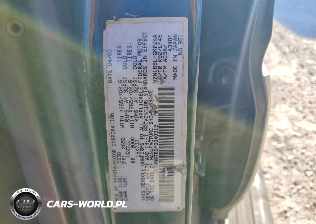 2000 Toyota 4Runner Limited VIN:JT3HN87R9Y9040919 - 13