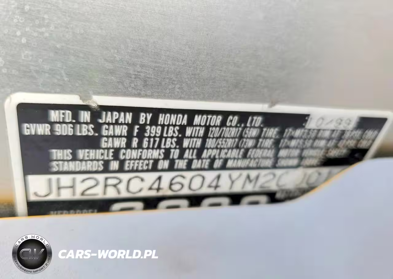 2000 Honda Vfr800 F1 VIN:JH2RC4604YM200016 - 8