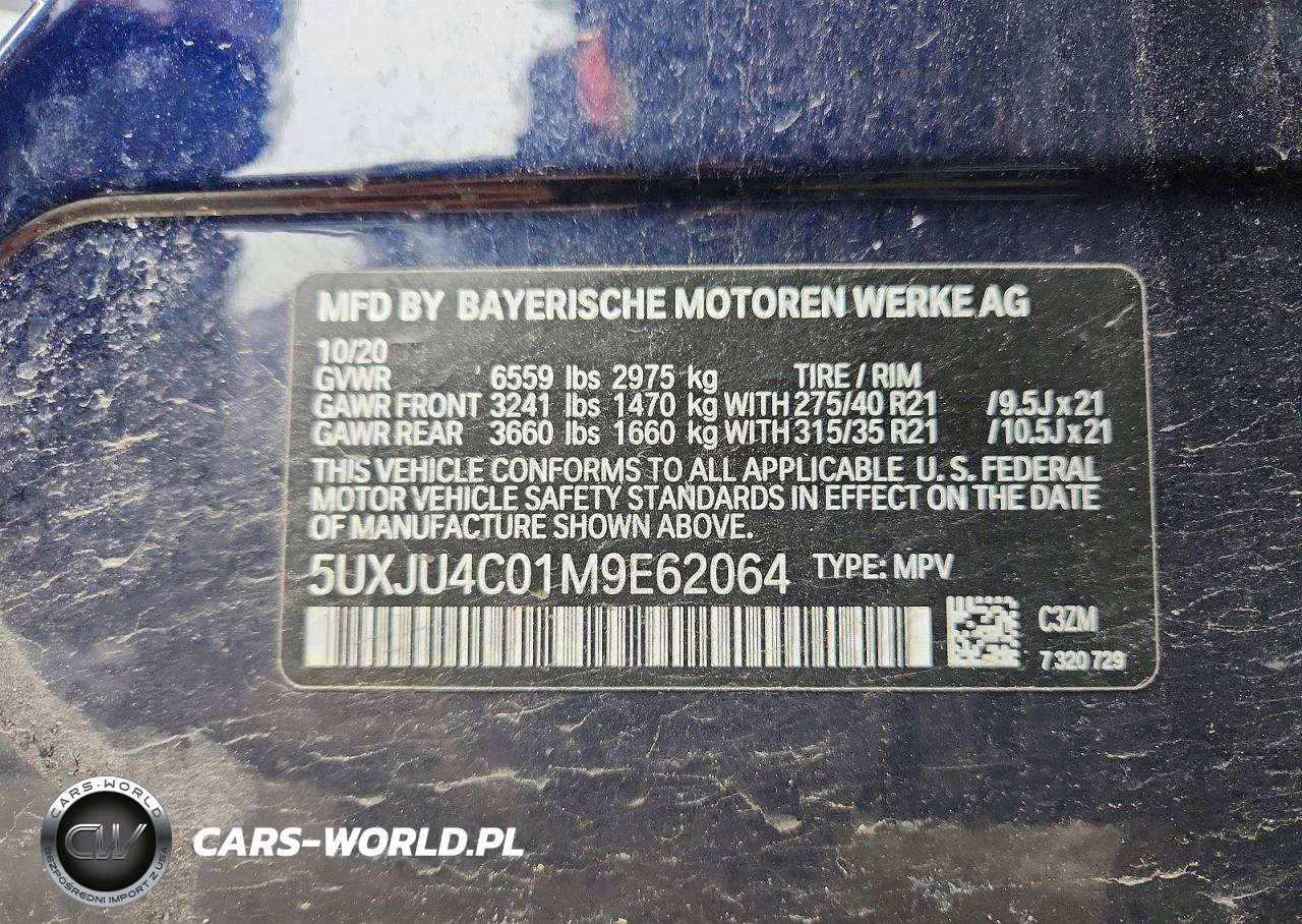 2021 BMW X5 M50I VIN:5UXJU4C01M9E62064 - 14