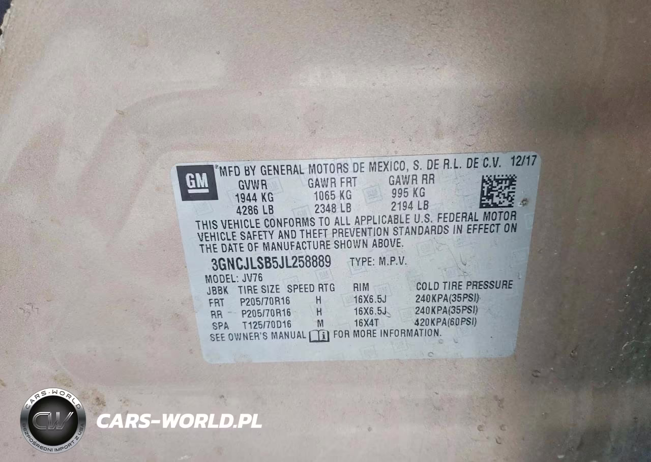 2018 Chevrolet Trax 1Lt VIN:3GNCJLSB5JL258889 - 13