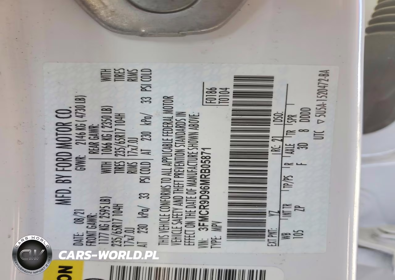 2021 Ford Bronco Sport Badlands VIN:3FMCR9D96MRB05871 - 12