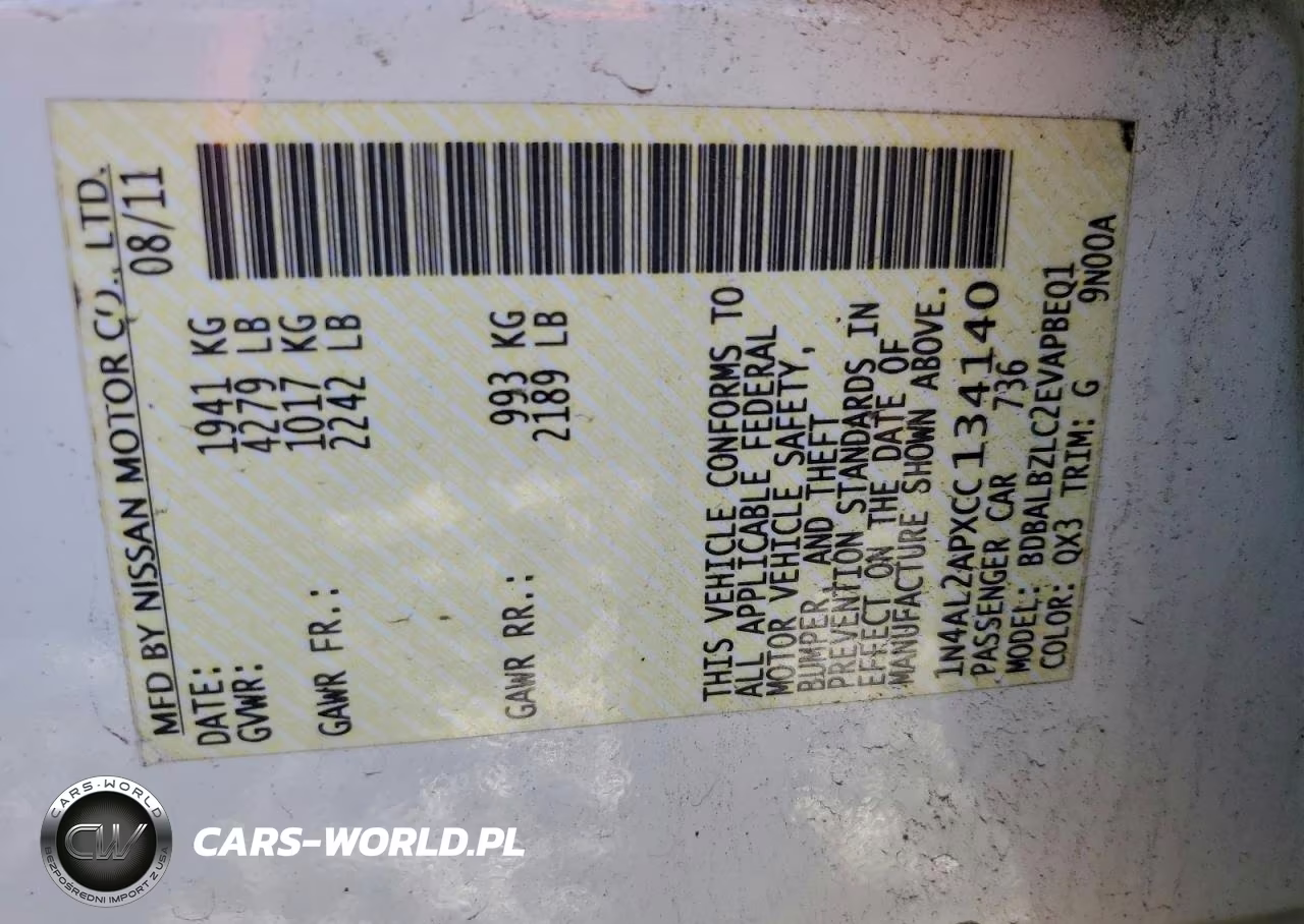 2012 Nissan Altima Base VIN:1N4AL2APXCC134140 - 12