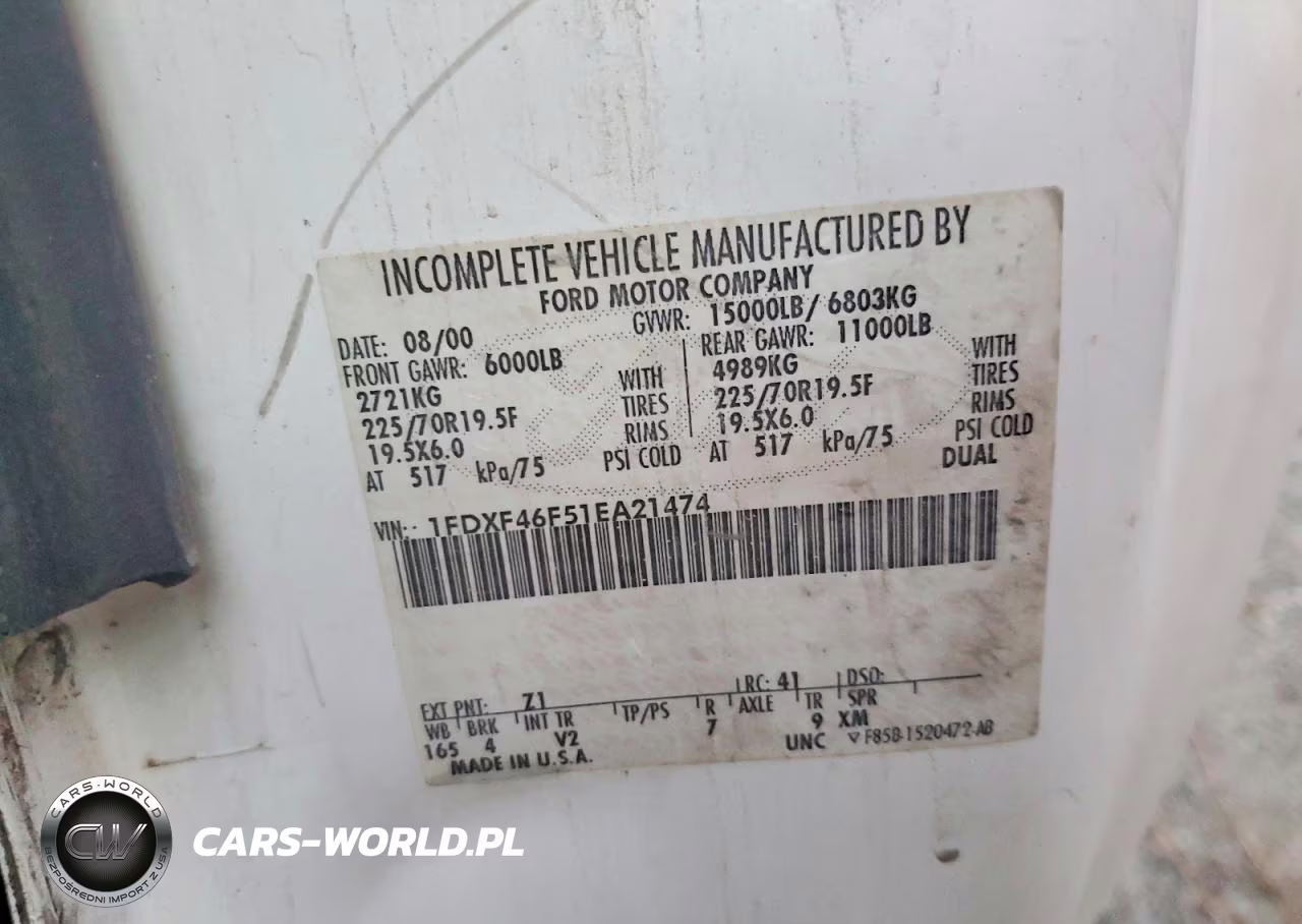 2001 Ford F450 Super Duty Truck Cab And Chassis VIN:1FDXF46F51EA21474 - 12